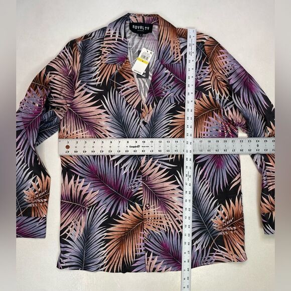 Royalty By Maluma All Over Print Palm Trees Shirt Men Medium Long Sleeve NWT - Picture 7 of 7